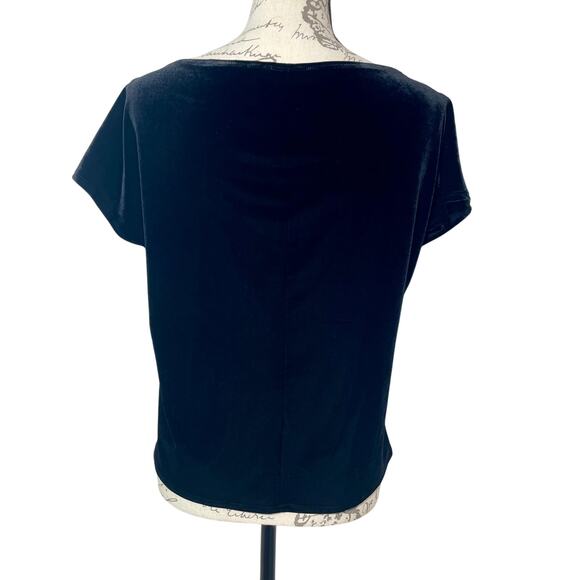 Vintage 90s Anne Klein Boxy Black Velvet Top Size Large - Picture 5 of 8